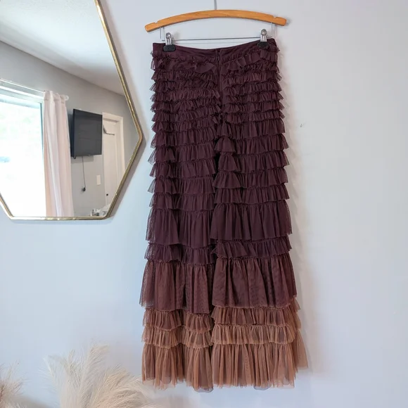 Anthropologie Let Me Be Ruffled Tule Maxi Tiered A-Line Skirt Sz. M - Picture 5 of 12